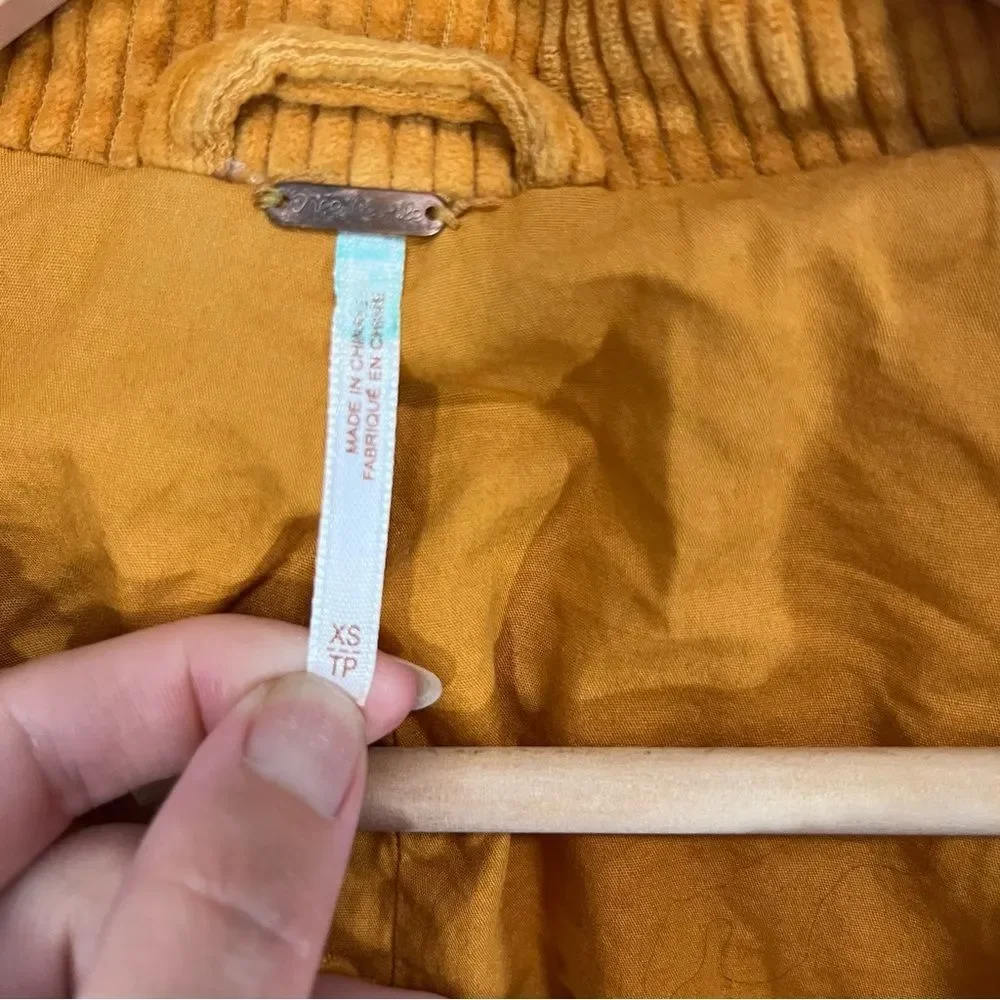 Free People Yellow Corduroy Slouchy Dolman Moto Jacket XS